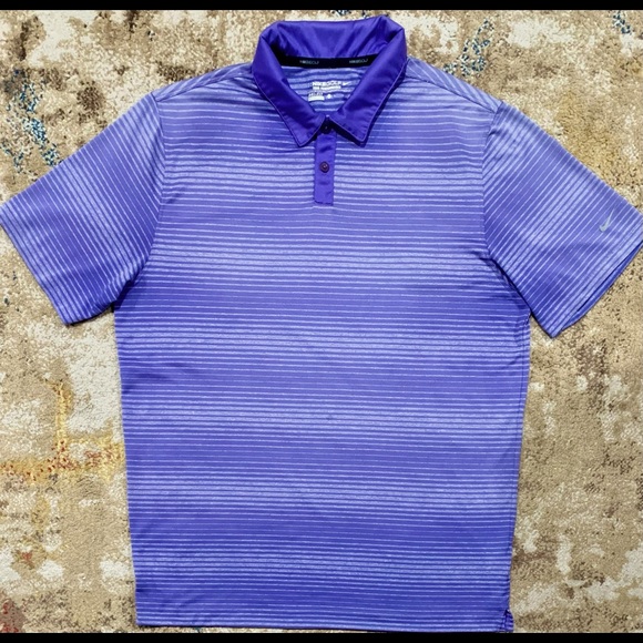 SOLD!!!!! Mens Nike Tour Performance Dri-Fit Golf Polo Purple/Gray Striped XL - Picture 2 of 11